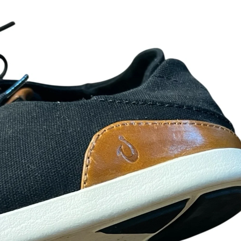 Olukai Manoa Canvas Casual Lace-Up Oxfords 10331-40KH Black Size 9